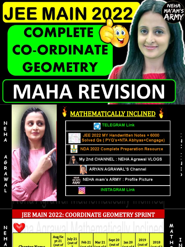 Jee Main 2022 - Coordinate Geometry & Conics Sprint | PDF | Geometry ...