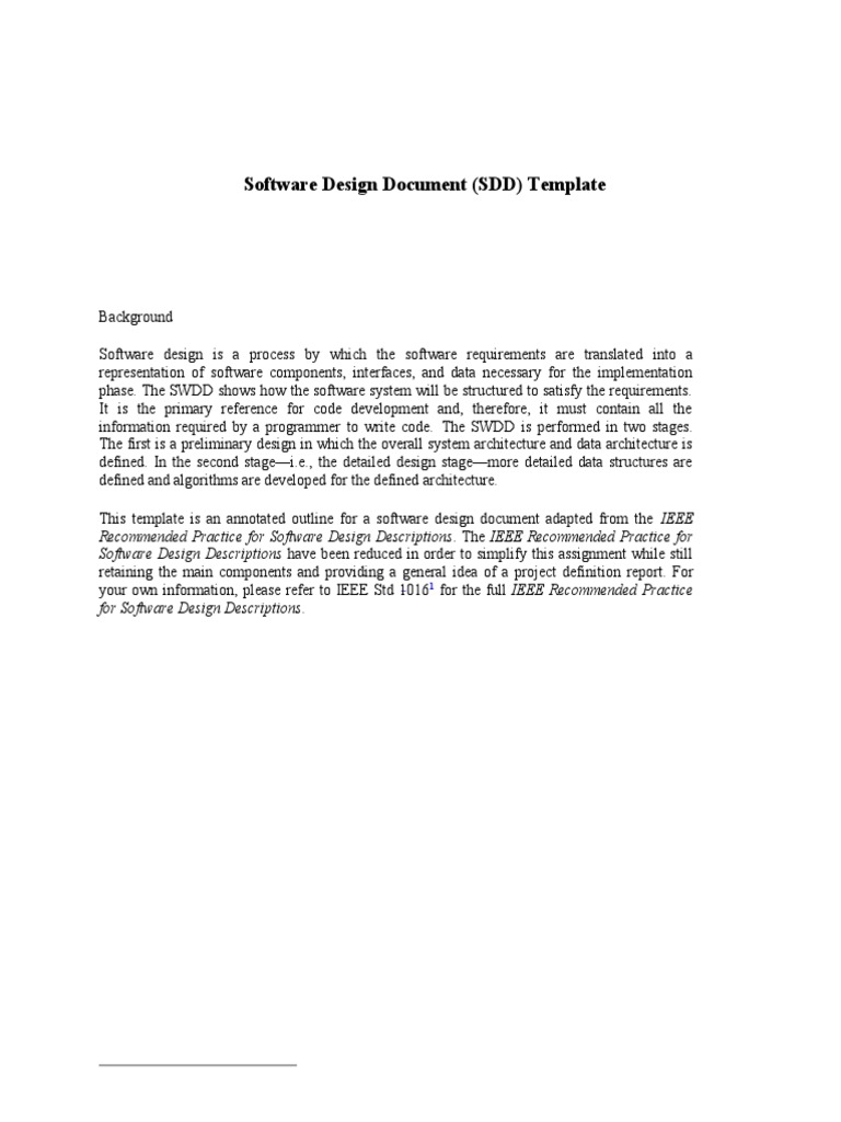 IEEE SDD Template PDF Software Computer Engineering