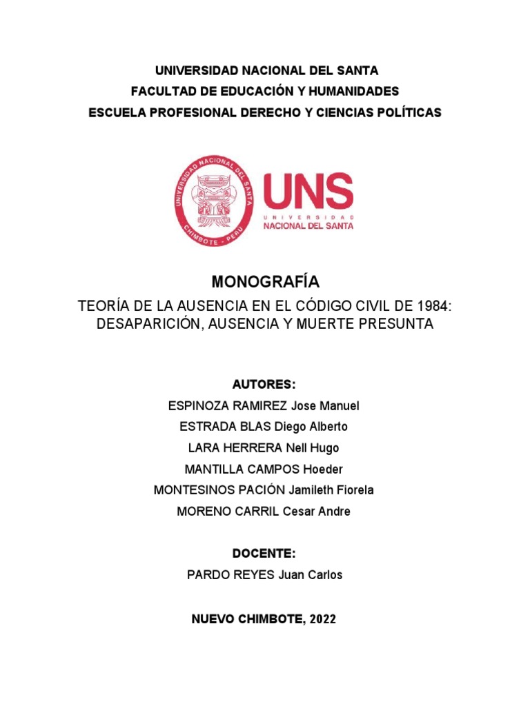 Desaparición, Ausencia y Muerte Presunta: Análisis y Críticas | PDF