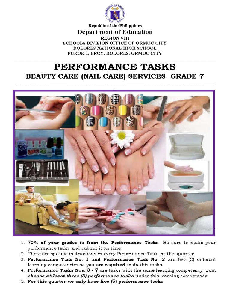 Performance Task Quarter 1 Nail Care Services PDF Disinfectant