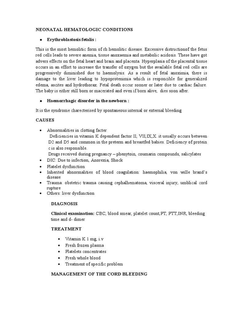 Neonatal Hematologic Disorders Guide | PDF