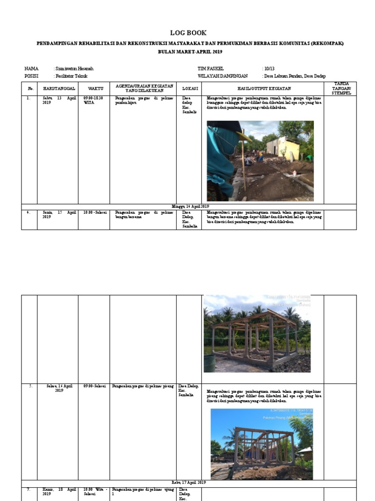 Log Book Pendampingan Rekompak | PDF