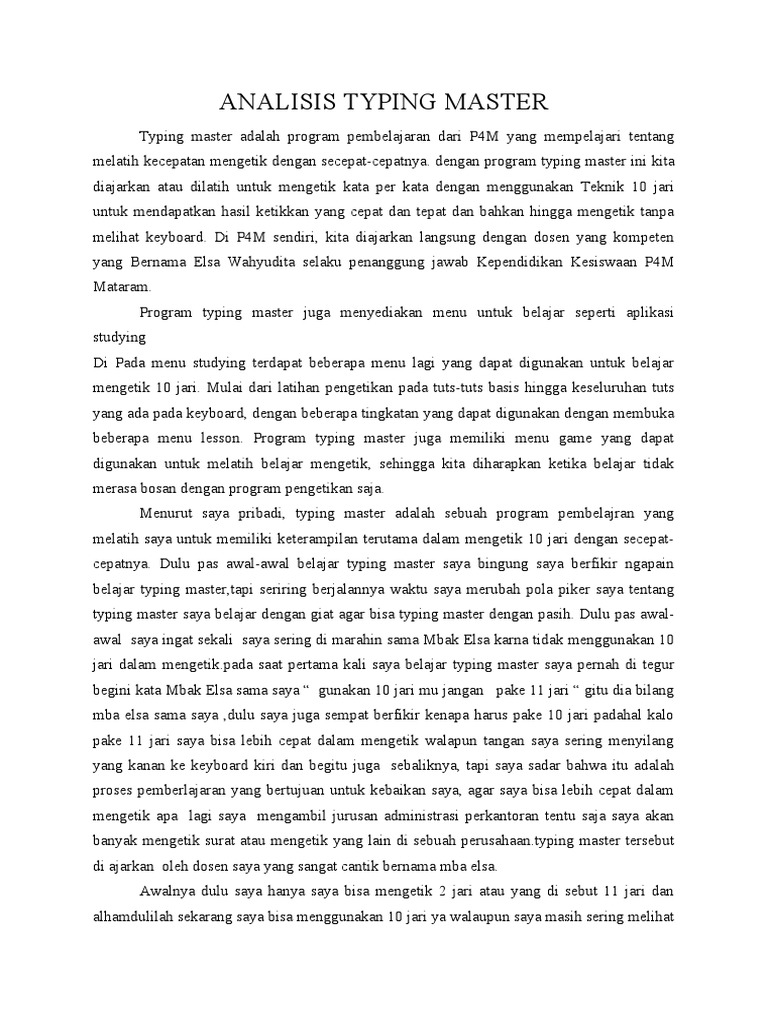 Analisis typing master baiq surniyati pdf