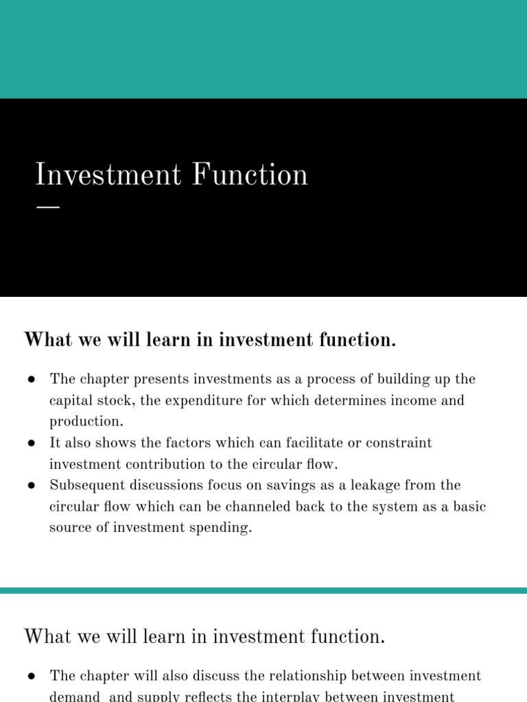 Investment Function PDF Consumption (Economics) Business Cycle