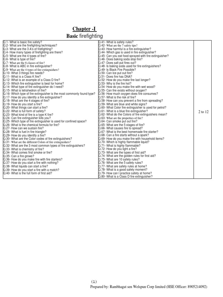 Fire Safety Interview Q&A Guide | PDF | Fires | Combustion