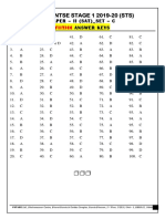 Answer Key - Odisha - Ntse - Stage 1 - Sat - 2019-20