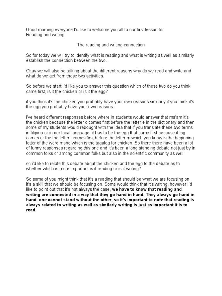 Reading and Writing Notes PDF Thought Reading Comprehension