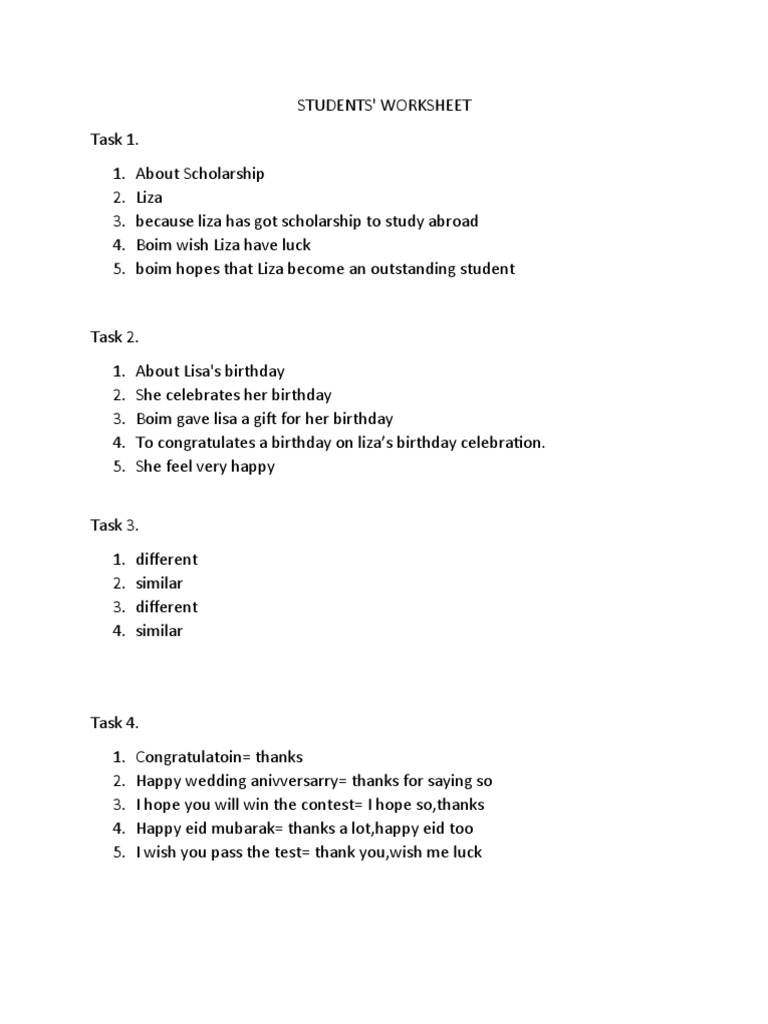 Expression Of Wish Hope And Congratulation Pdf