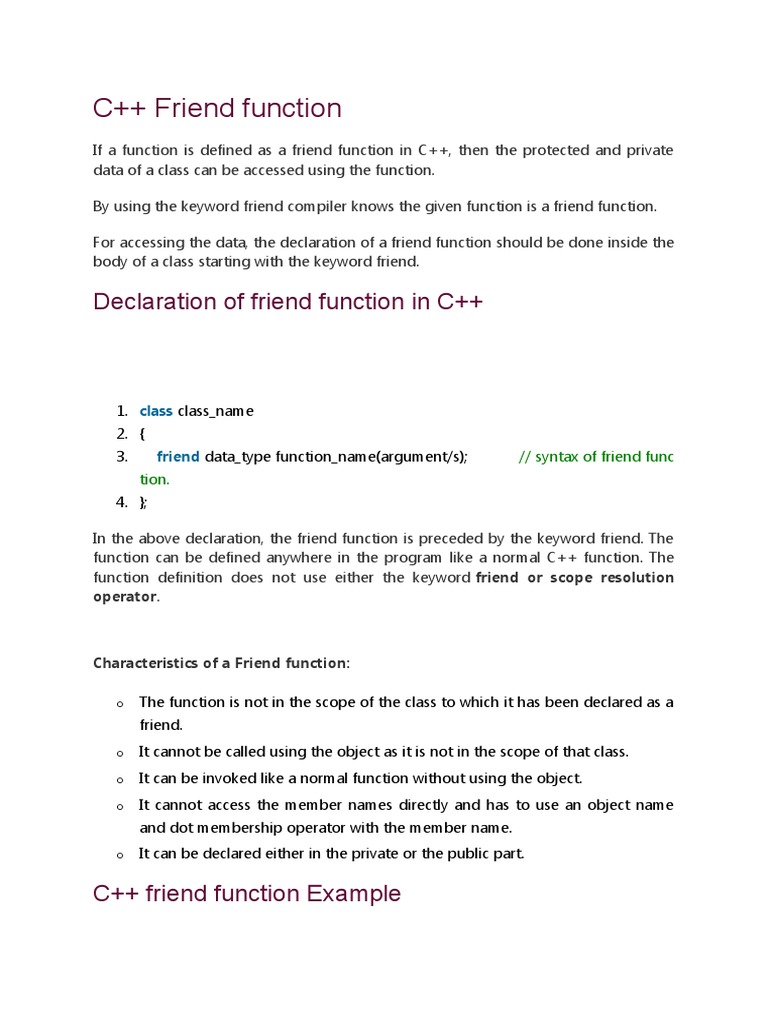 C friend function descargar gratis pdf c subroutine