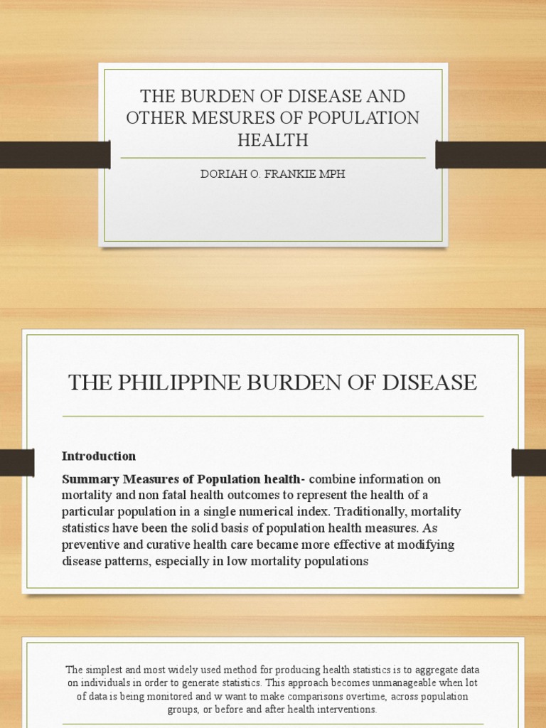 The Burden of Disease and Other Mesures of | PDF | Mortality Rate ...