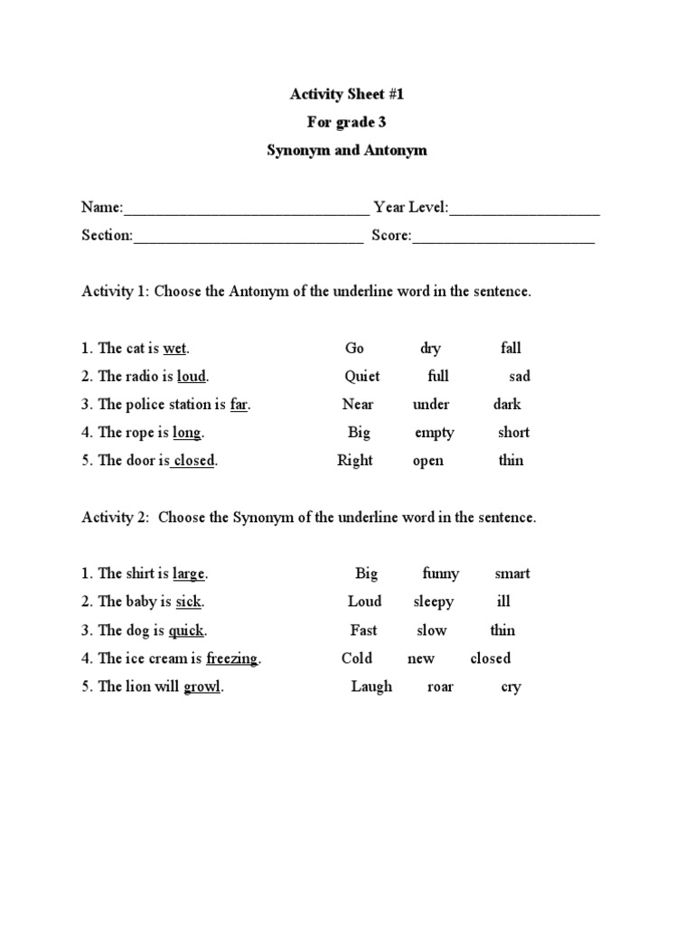 Activity Sheet For Grade 3 | Download Free PDF | Syntax | Linguistics