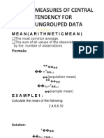 Measures of Central Location For Ungrouped Data