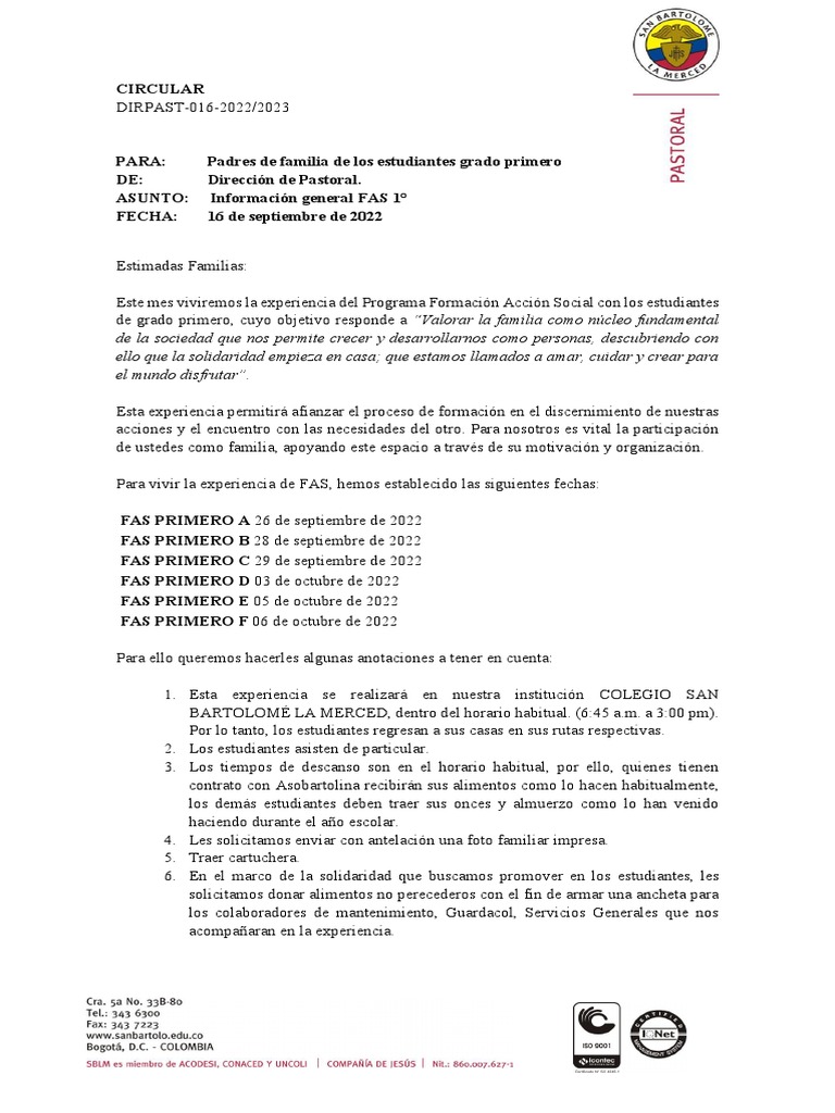 Circular FAS 1° | PDF