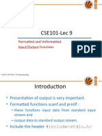 CSE101- Lec 9 (formatted nd unformatted input-output function)