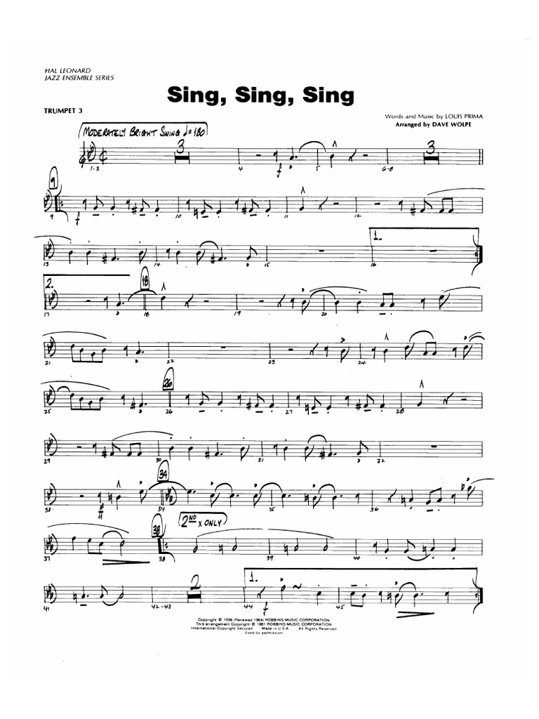 Sing Sing Trumpet PDF