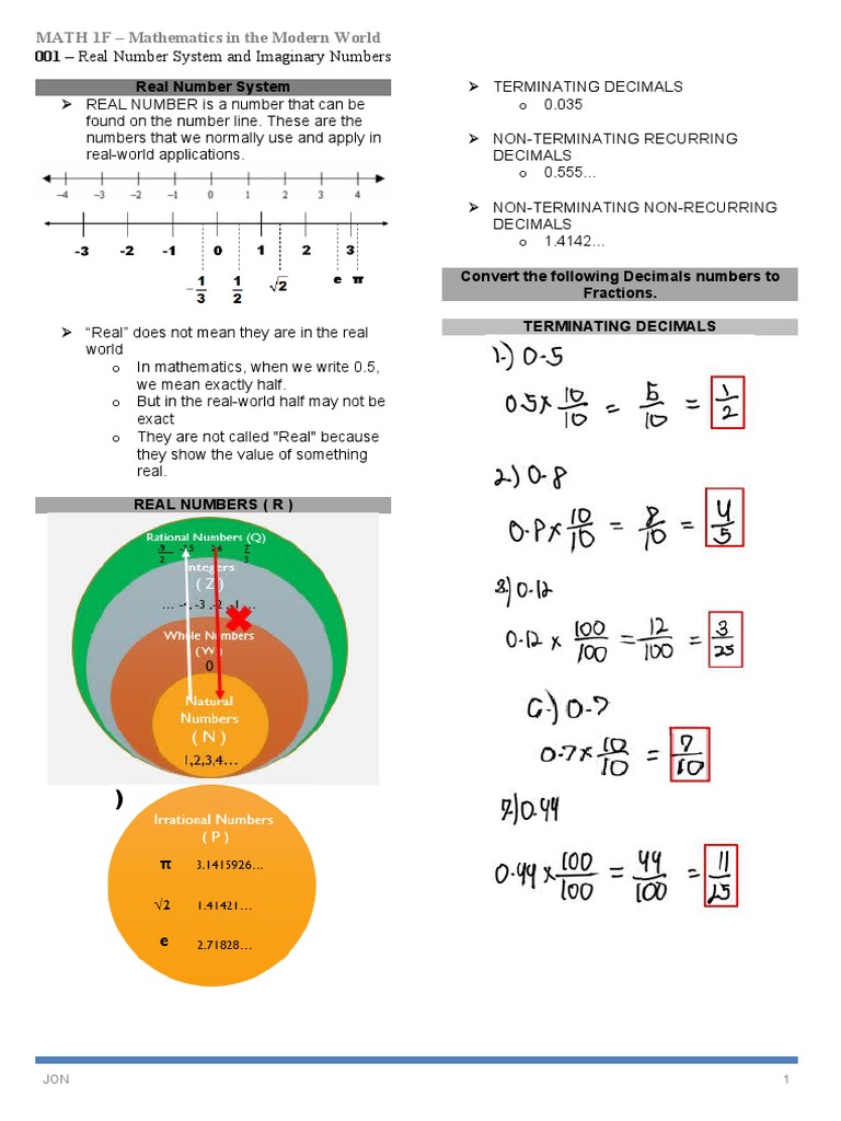 Real And Imaginary Numbers