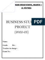 Project Cover Page Business Studies