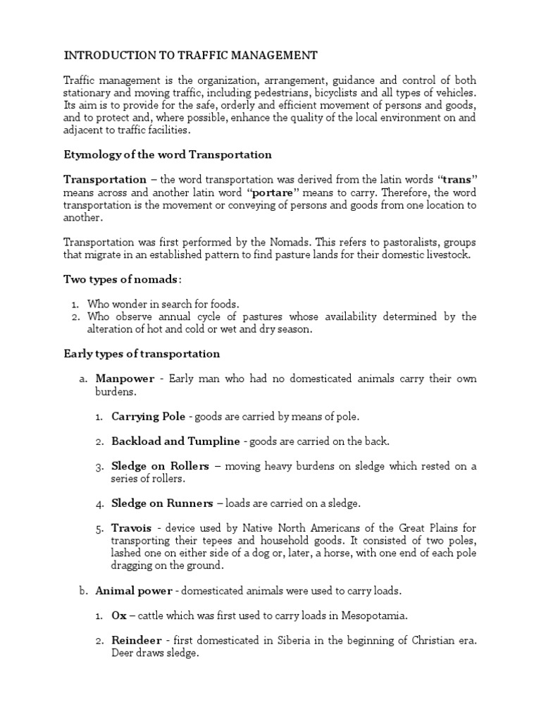 An In Depth Look At The History And Pillars Of Traffic Management Pdf