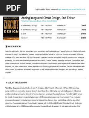 Analog Integrated Circuit Design, 2nd Ed. | PDF | Electronic