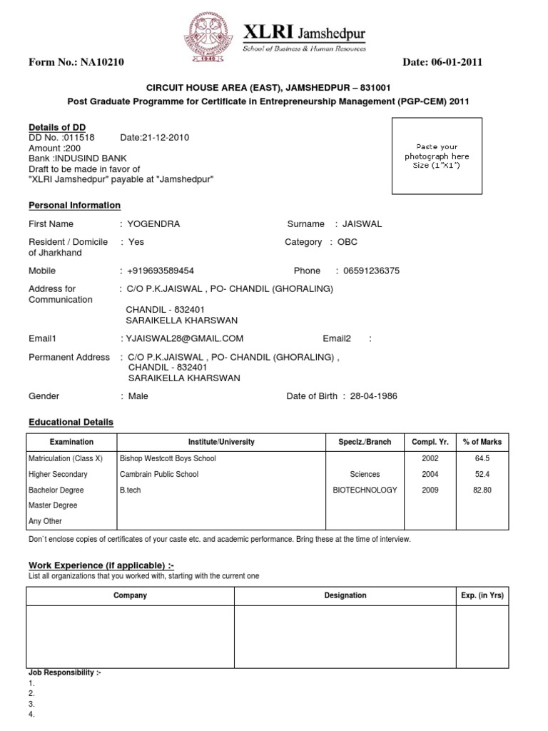 Form No.: Na10210 Date: 06-01-2011 | PDF