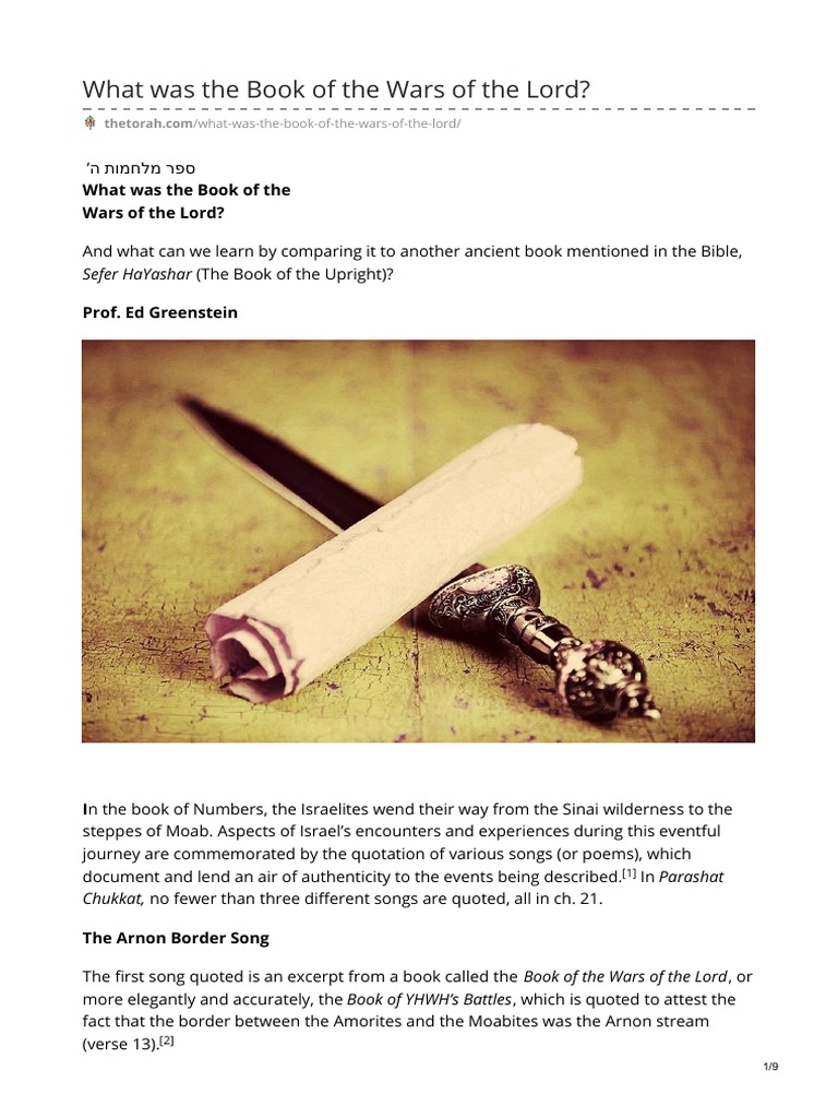 What Was The Book Of The Wars Of The Lor Pdf Hebrew Bible