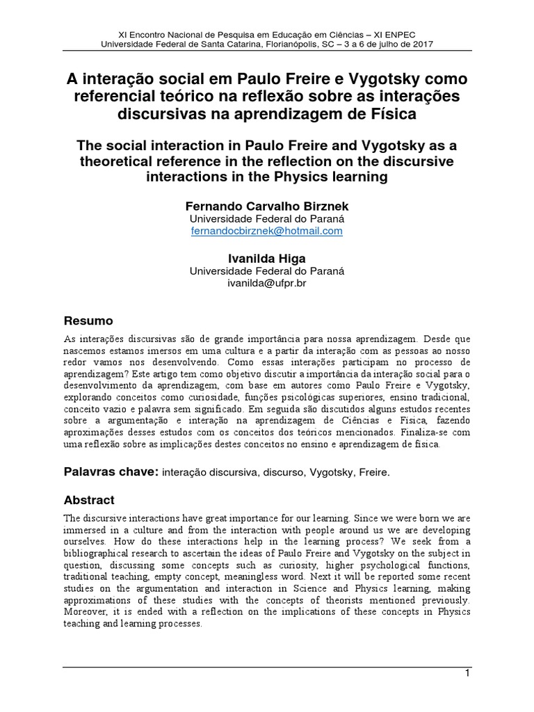 Interação Social na Aprendizagem de Física | PDF | Aprendizado ...