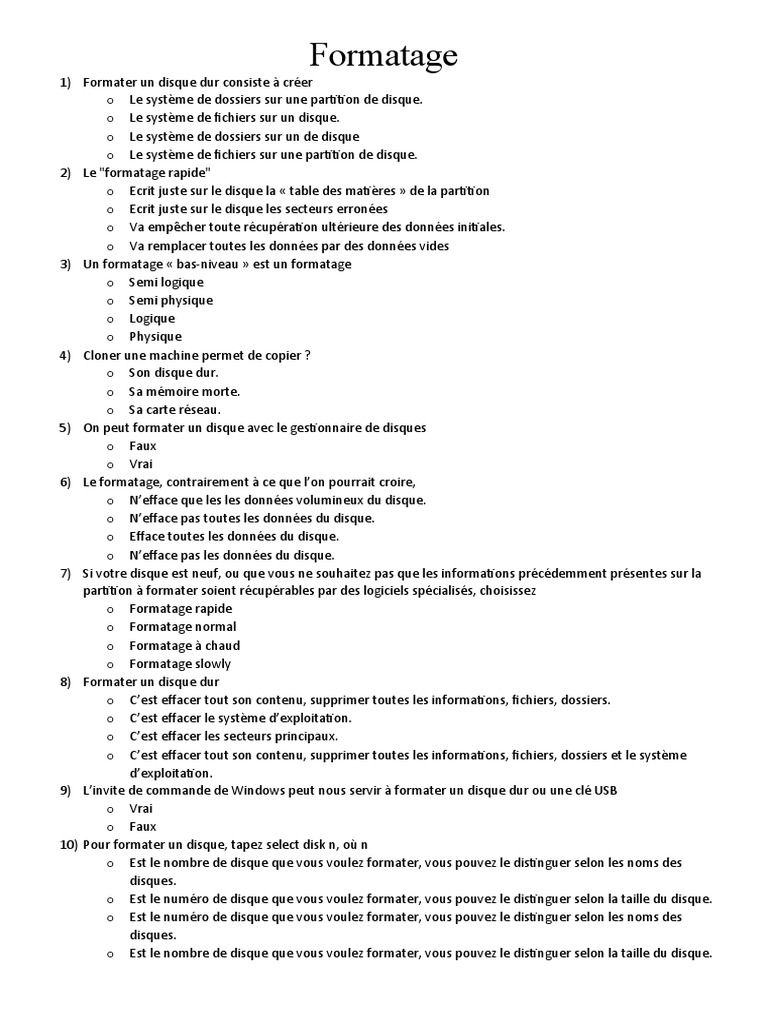 Guide complet sur le formatage de disques | PDF | Démarrage d'un ...