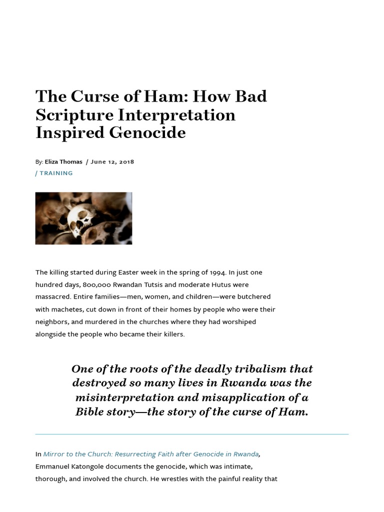 The Curse of Ham How Bad Scripture Interpretation Inspired Geno PDF