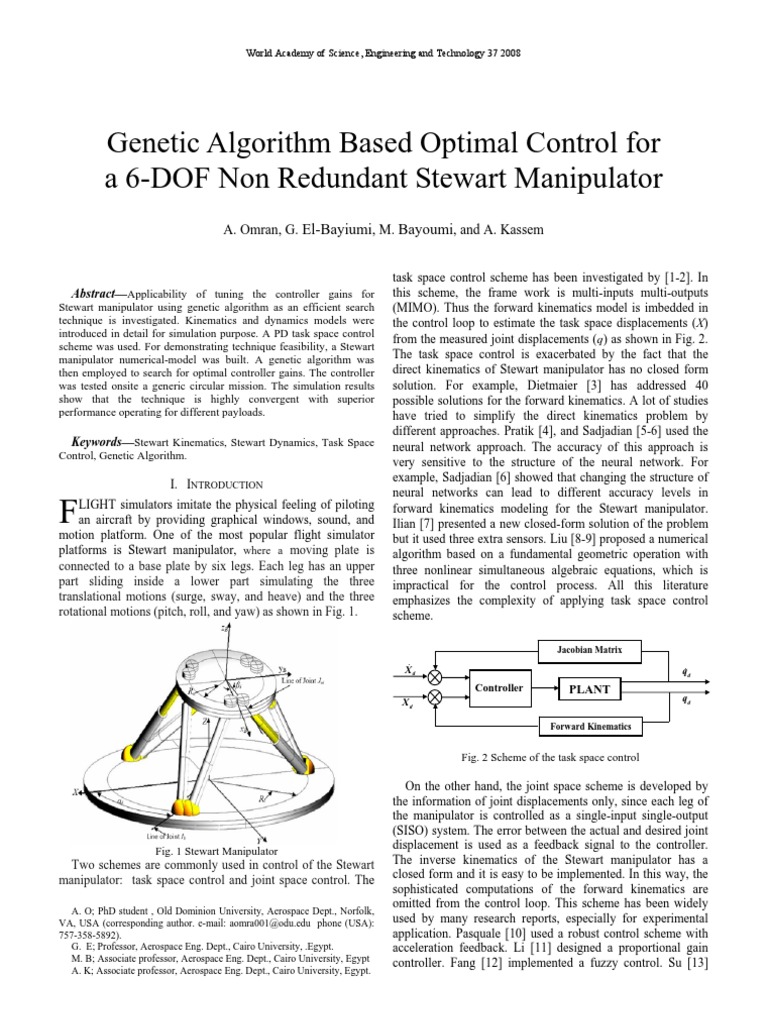 Genetic Algorithm for Stewart Manipulator Control | PDF | Genetic ...