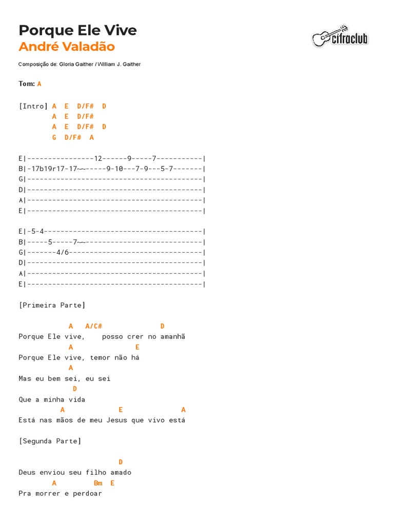 Cifra Club André Valadão Porque Ele Vive PDF