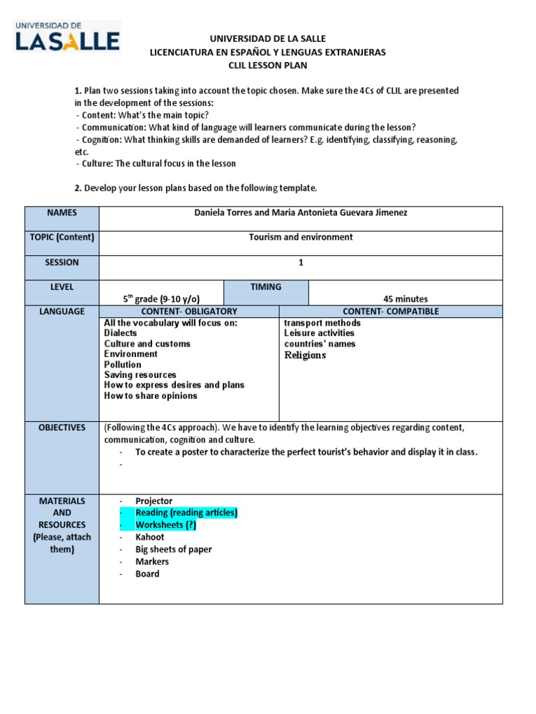 Environment: Integrated Skills Clil Lesson Plan – AXLIO