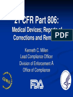 CDRHLearn Recall Module 21 CFR Part 806 Medical Devices Reports of Corrections and Removals
