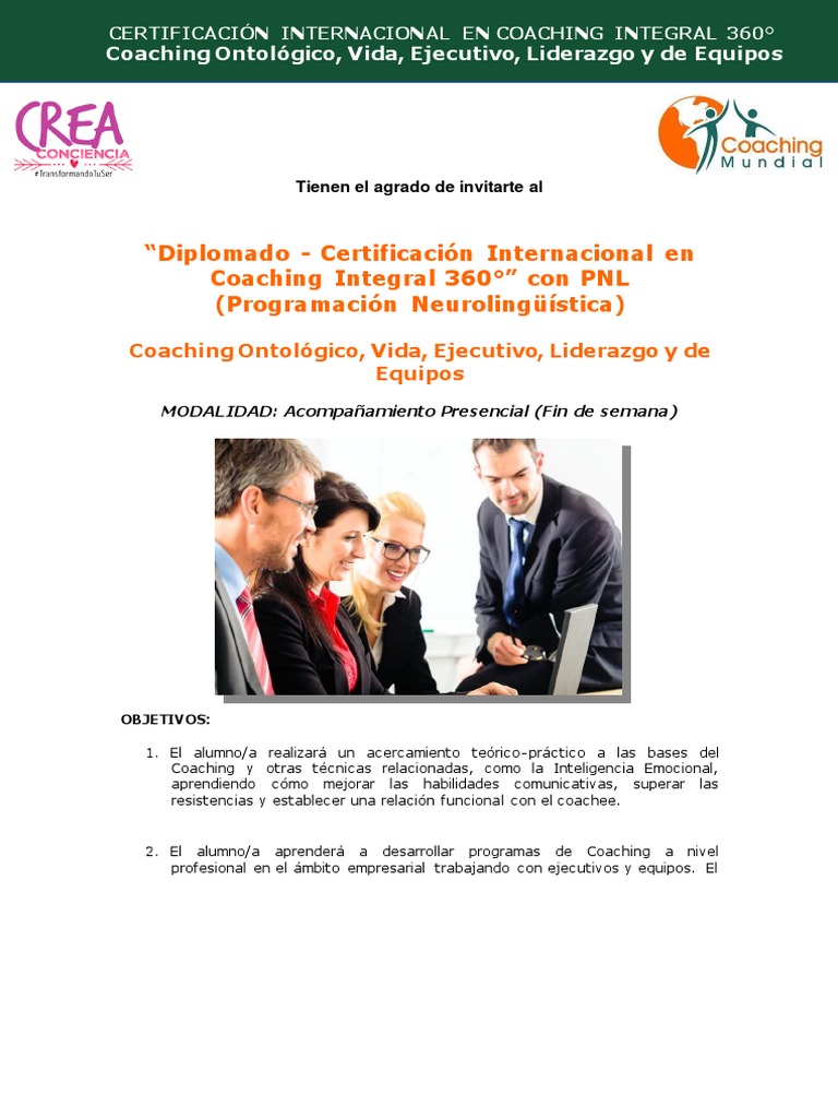 Diplomado en Coaching Integral 360° | PDF | Las emociones | Evaluación
