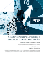 Consideraciones Sobre La Investigación en Educación Matemática en Colombia
