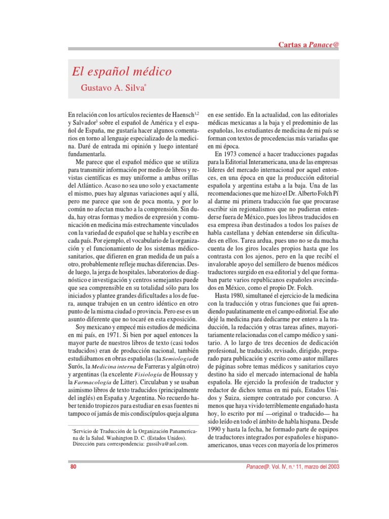 El Español Medico Pdf Traducciones Lengua Española
