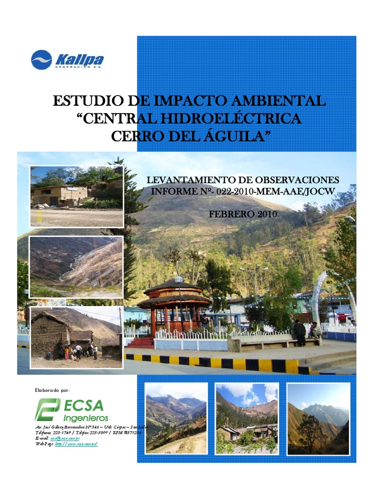 Estudio de Impacto Ambiental Cerro del Águila | PDF | Reservorio ...