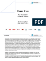Piaggio Group: Full Year 2010 Financial Results