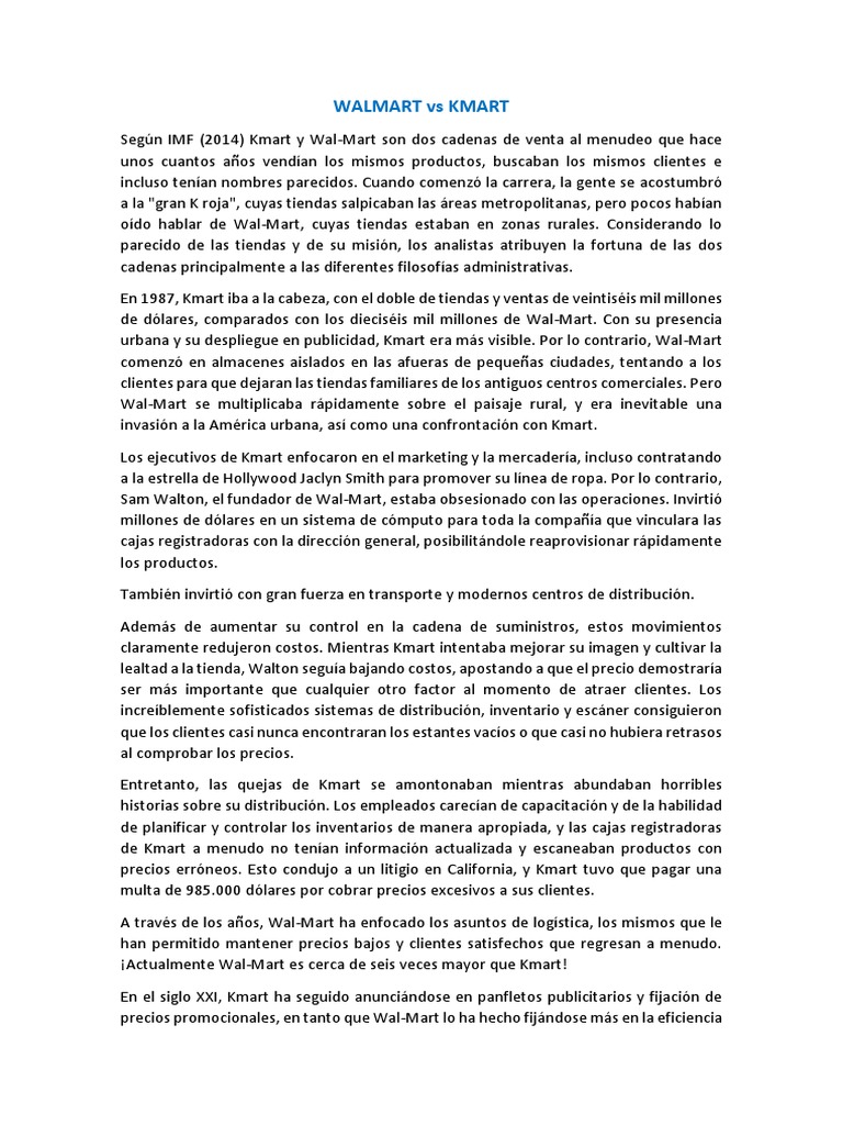 WALMART Vs KMART PDF Kmart