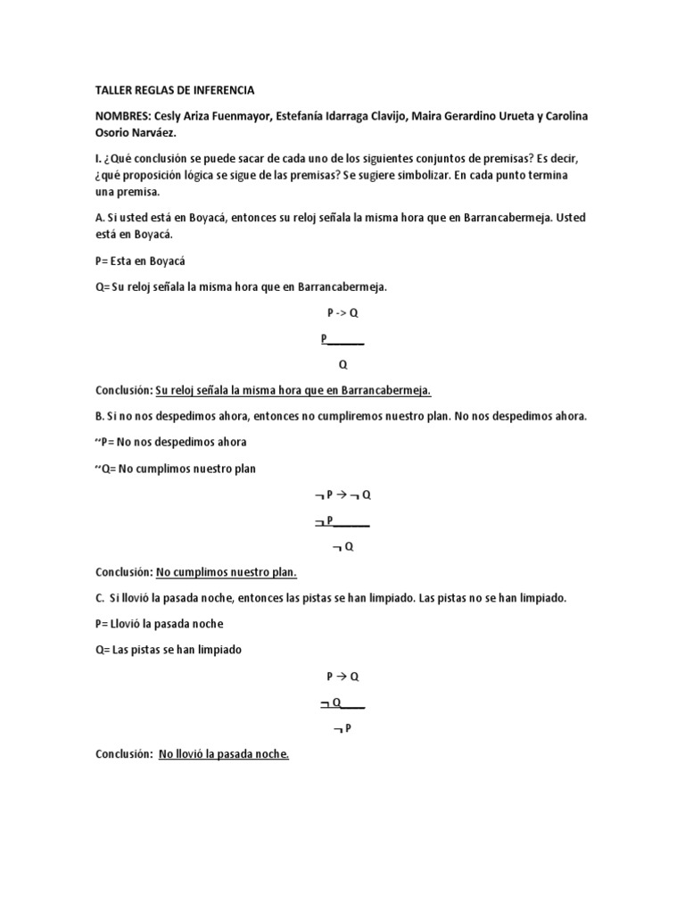 Ejemplos de Inferencia Lógica | PDF | Matemáticas | Razonamiento deductivo