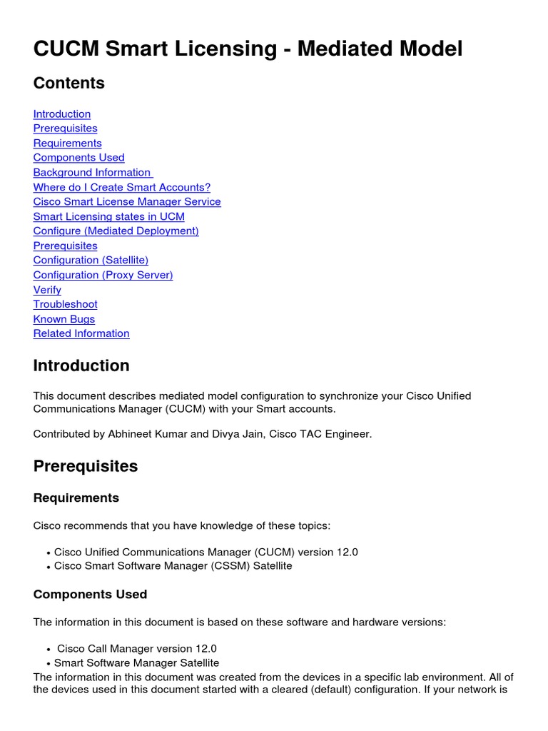 CUCM Smart Licensing Mediated Model Guide | PDF | Computer Architecture ...