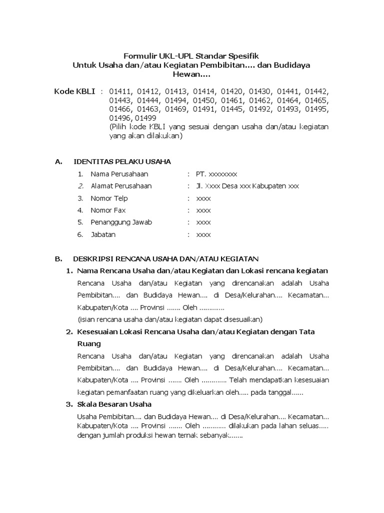 Formulir UKL-UPL | PDF