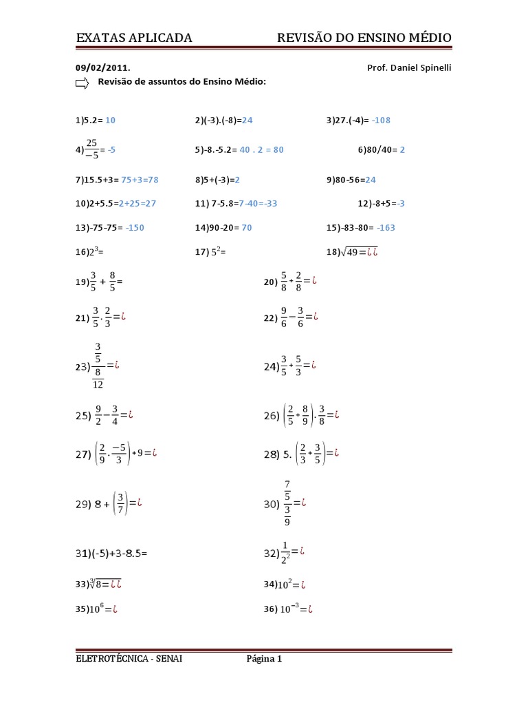 Revisão de Matemática do Ensino Médio | PDF