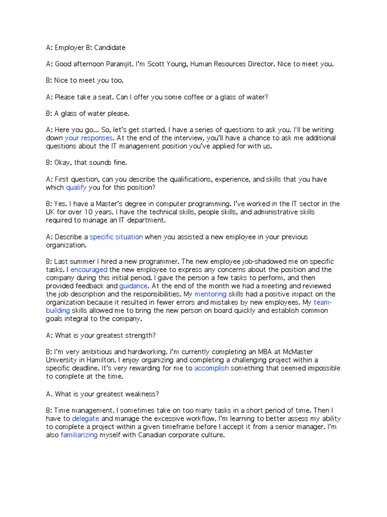 5 Job Interview Transcript | PDF | Employment | Job Interview