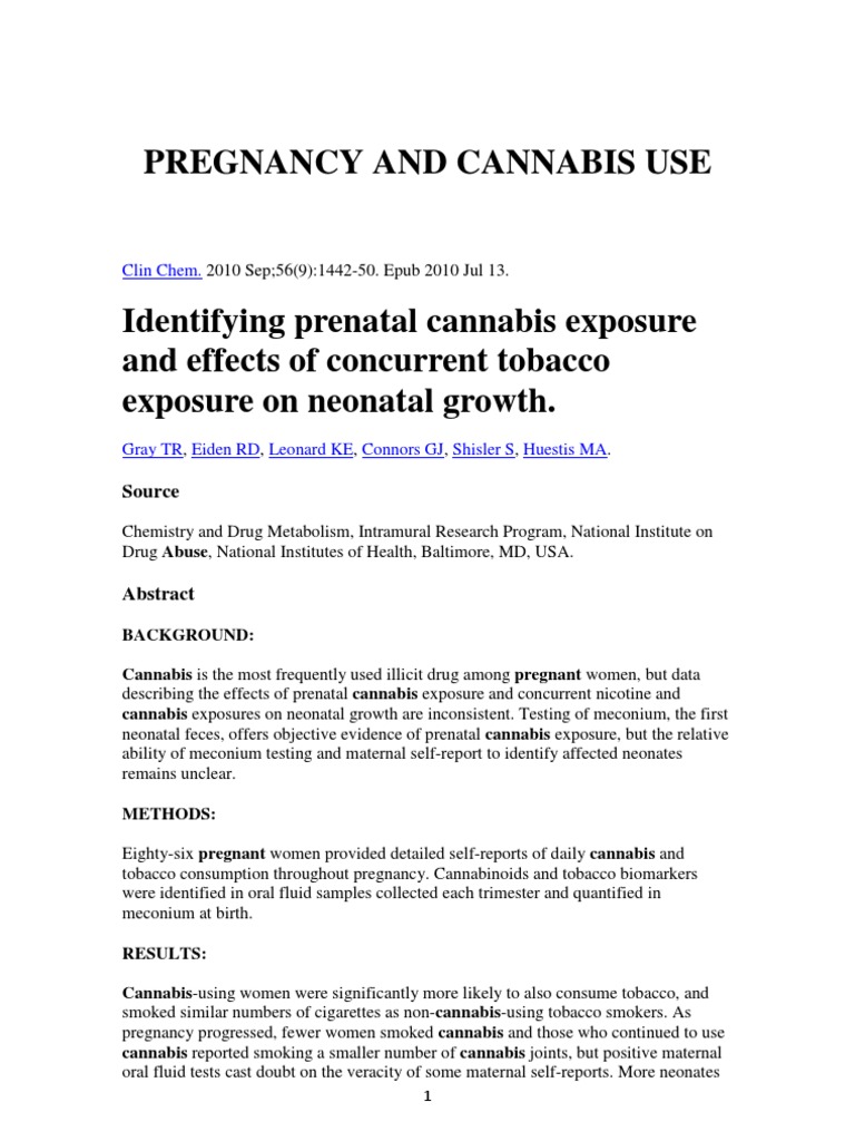 Pregnancy and Cannabis Use Prenatal Development Pregnancy