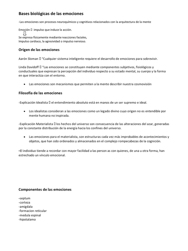 Bases Biológicas de Las Emociones | PDF | Oído | Las emociones
