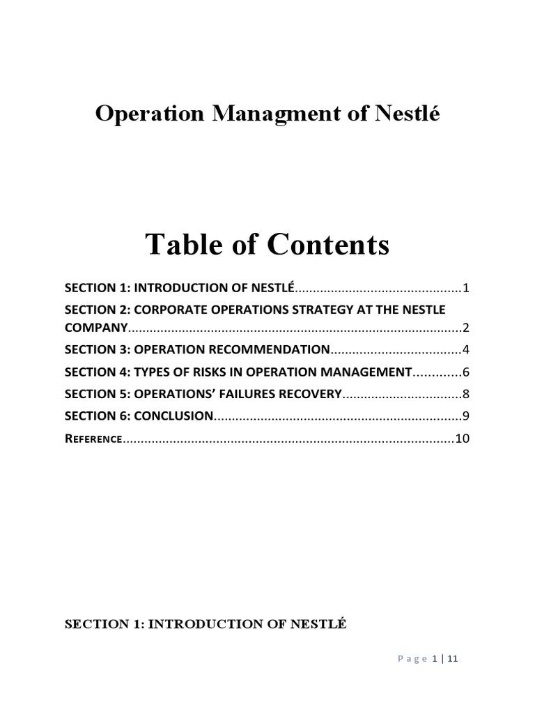 Optimizing Operations A Strategic Analysis of Nestlé's Global Supply