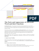 The Parts and Appearance of Microsoft Word and Their Functions
