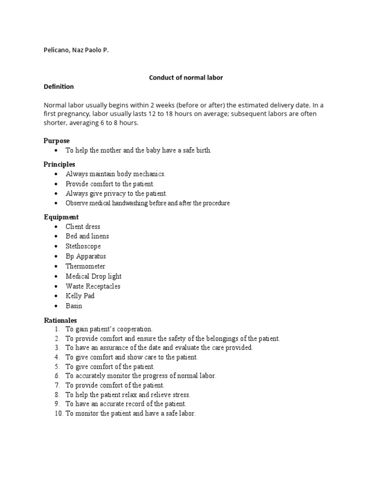 Conducting Normal Labor Safely | PDF