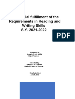 In Partial Fulfillment of The Requirements in Reading and Writing Skills S.Y. 2021-2022