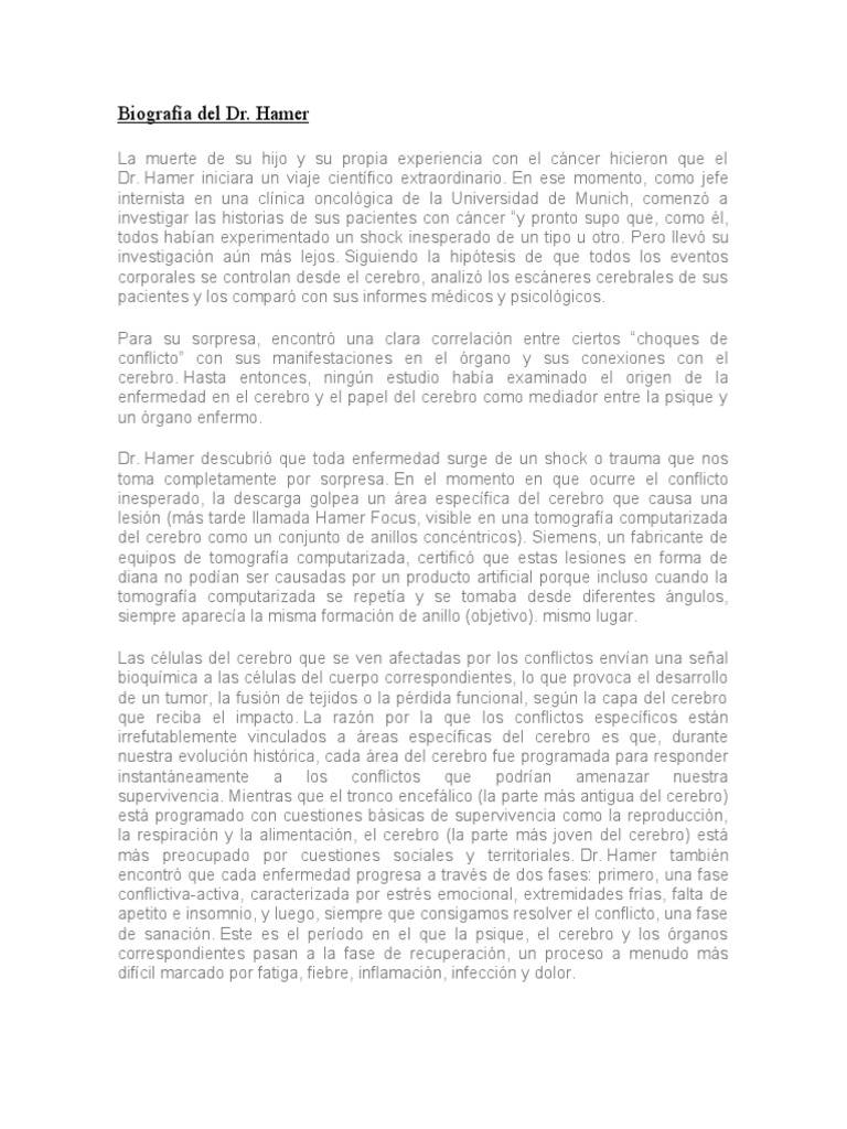 Biografía Del DR HAMER PDF Cáncer Cerebro